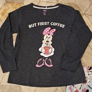Disney Black Long Sleeve Tee Minnie Mouse Graphic And Matching Pants